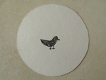 teken in het midden van het ene rondje een kleine vogel